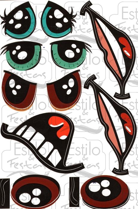 Adesivo Cartela com Olhos e Boca com cara de bonecos Japoneses Mangá Acessorios para Festas Adesivo Para Geladeira Kombi ~ Adesivo Cartela com Olhos e Boca com cara de bonecos Japoneses Mangá Acessorios para Festas