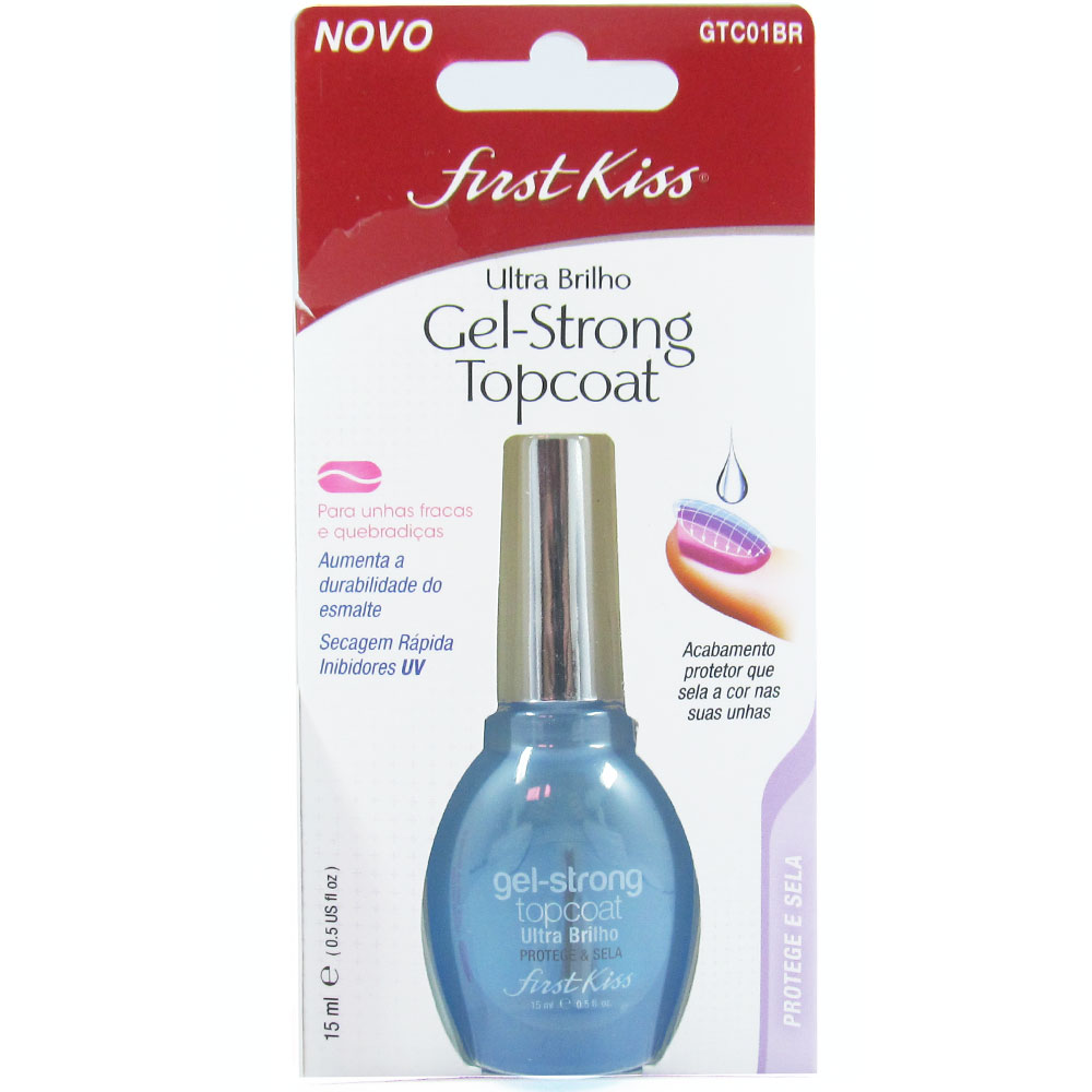 Gel Strong Topcoat First Kiss Ultra Brilho 15ml