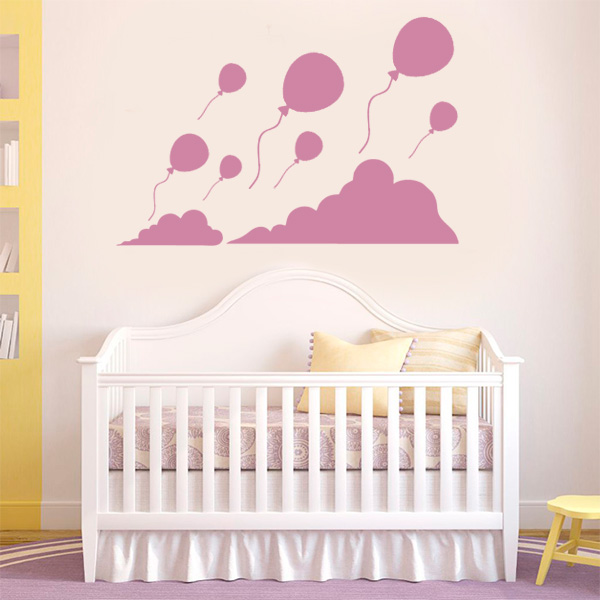 Adesivo de Parede Infantil Balões e nuvens Fran Adesivos Aparador Tok Stok Preto ~ Adesivo de Parede Infantil Balões e nuvens Fran Adesivos