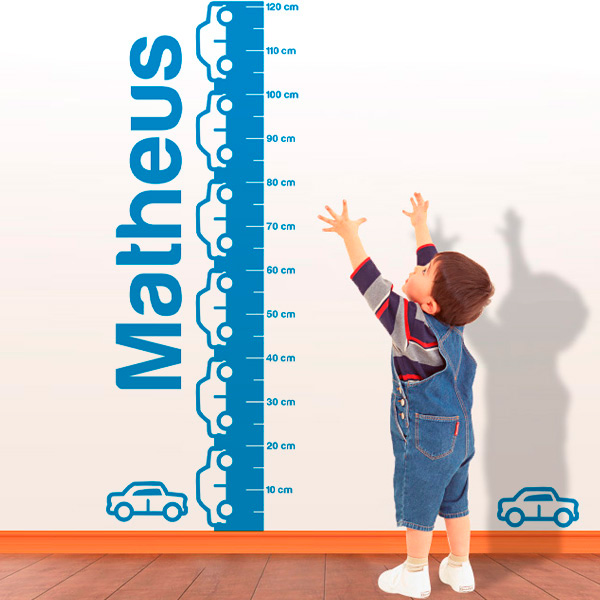 Adesivo de Parede Infantil Régua Carrinhos e Nome Aparador Rustico Para Banheiro ~ Adesivo de Parede Infantil Régua Carrinhos e Nome