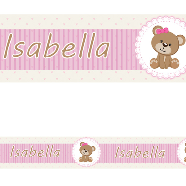 Adesivo de Parede Faixa Ursinha com Nome Personalizado Aparador Blanco Roble ~ Adesivo de Parede Faixa Ursinha com Nome Personalizado