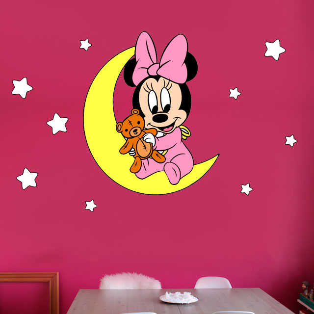 Adesivo de parede Infantil Minnie Baby com estrelas Fran Adesivos Papel De Parede Adesivo Herois ~ Adesivo de parede Infantil Minnie Baby com estrelas Fran Adesivos