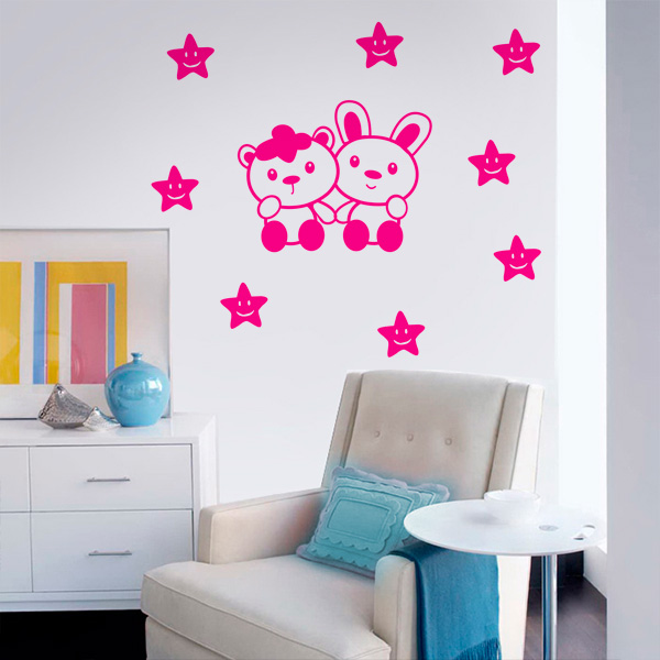 Adesivo de Parede Infantil Ursinhos e Estrelas Fran Adesivos Armario De Cozinha Casas Bahia Pequeno ~ Adesivo de Parede Infantil Ursinhos e Estrelas Fran Adesivos