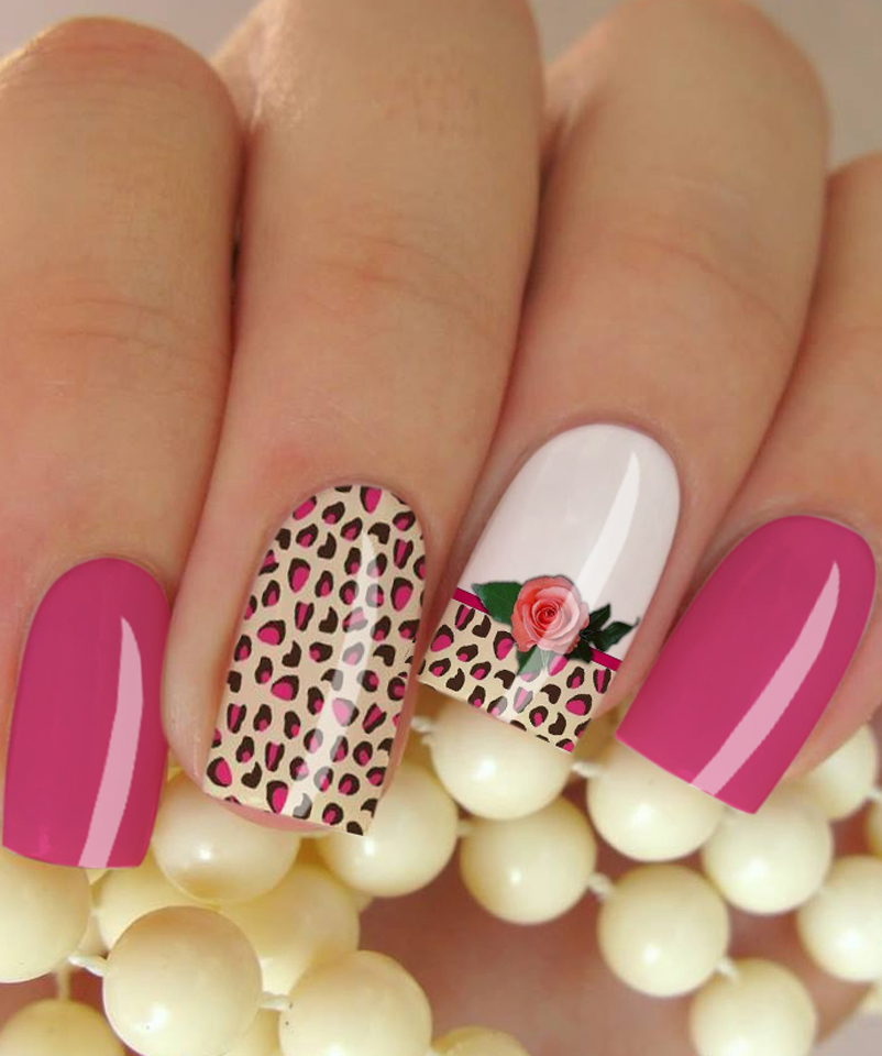Película ou Adesivo de Unhas Modelo Onça Rosa com Flor Armario Jardin Barato ~ Película ou Adesivo de Unhas Modelo Onça Rosa com Flor