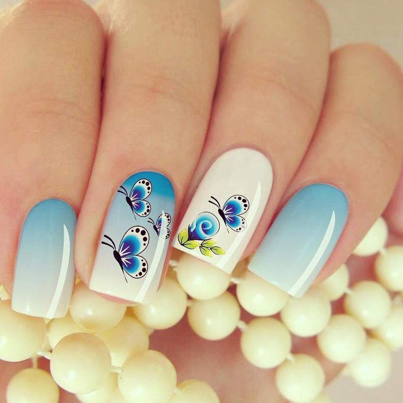 Películas ou Adesivos de Unhas Modelo Flor Com Borboleta Artesanato Vila Do Conde ~ Películas ou Adesivos de Unhas Modelo Flor Com Borboleta