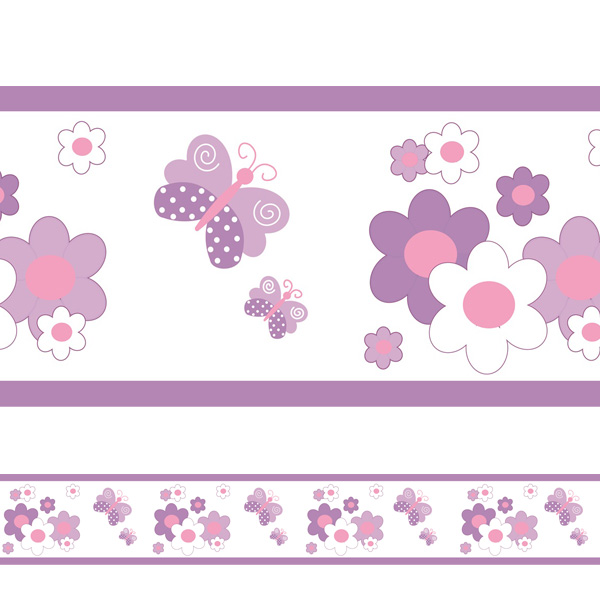 Adesivo Decorativo Faixa para quarto infantil flores e borboletas mod Faixa Para Quarto De Bebe Feminino ~ Adesivo Decorativo Faixa para quarto infantil flores e borboletas mod